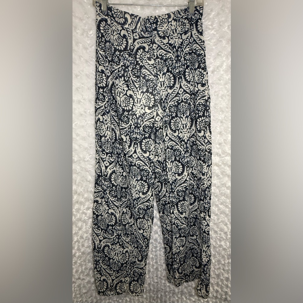 Truth NYC Women's Large Wide Leg Navy Blue/White Palazzo Pants